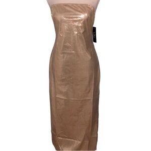 Lulus Piece of Cake gold metallic strapless dress